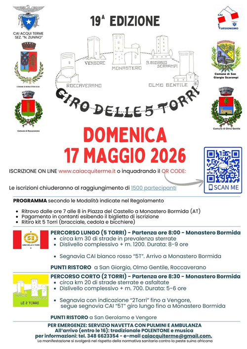 Domenica 17 maggio - 19° Giro delle 5 Torri nella Langa Astigiana