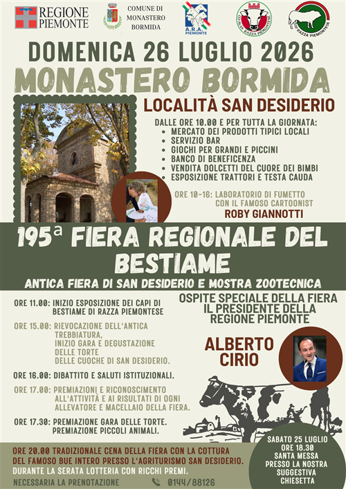26 luglio - Fiera regionale bovina di San Desiderio a Monastero Bormida