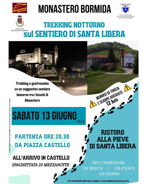 Sabato 13 giugno trekking notturno sul Sentiero di Santa Libera