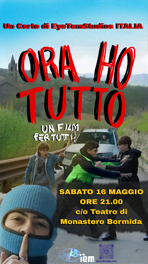 Sabato 16 maggio proiezione del cortometraggio "Ora ho tutto"