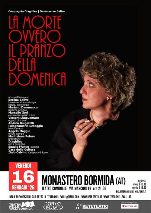 "La morte ovvero il pranzo della domenica" - Venerdì 16 gennaio a Monastero Bormida